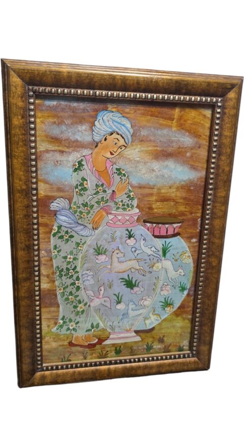 Belo quadro oriental/persa, pintado a mão