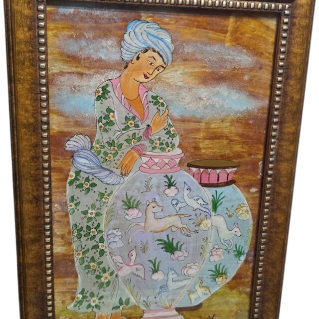 Belo quadro oriental/persa, pintado a mão