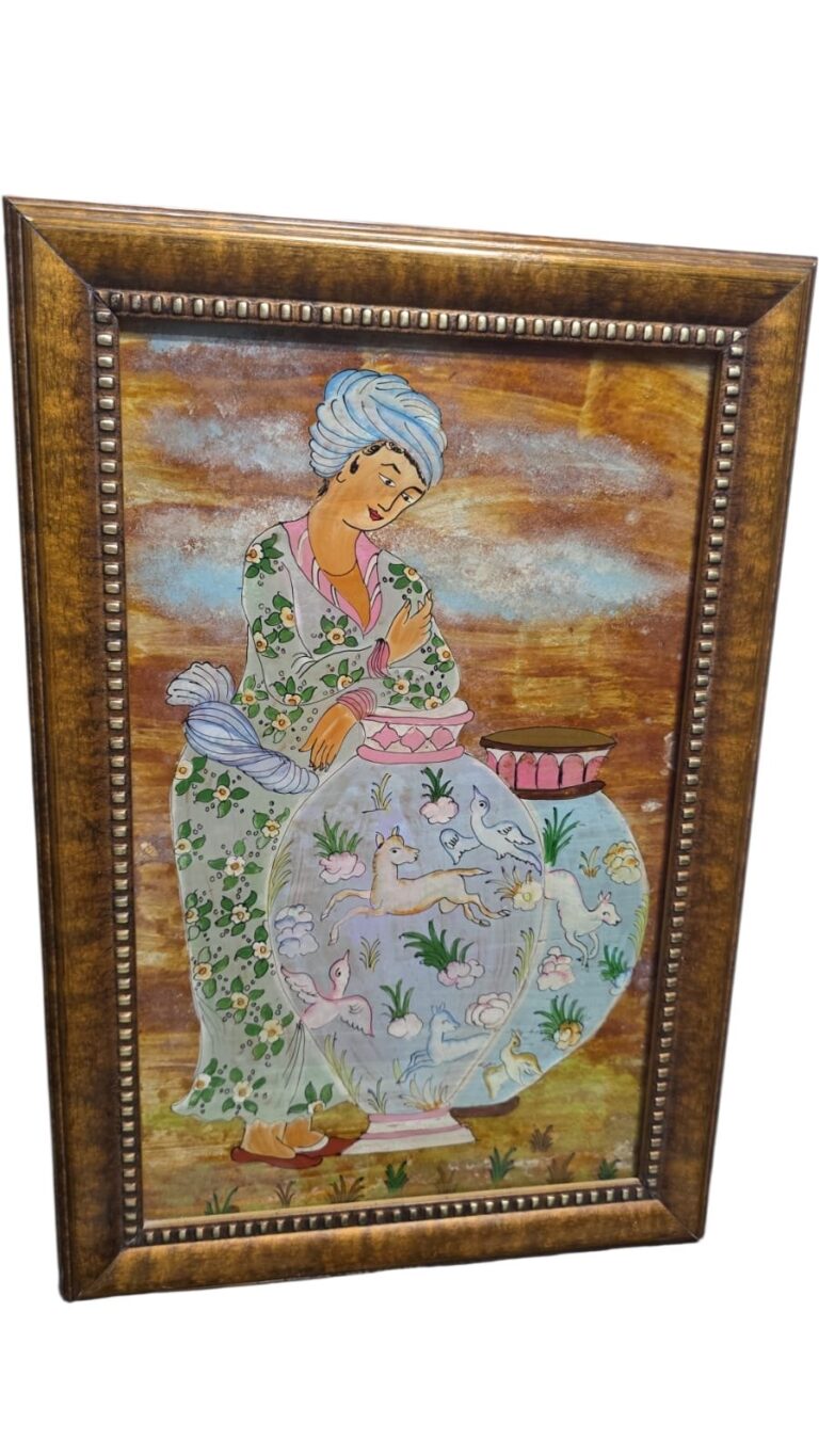 Belo quadro oriental/persa, pintado a mão