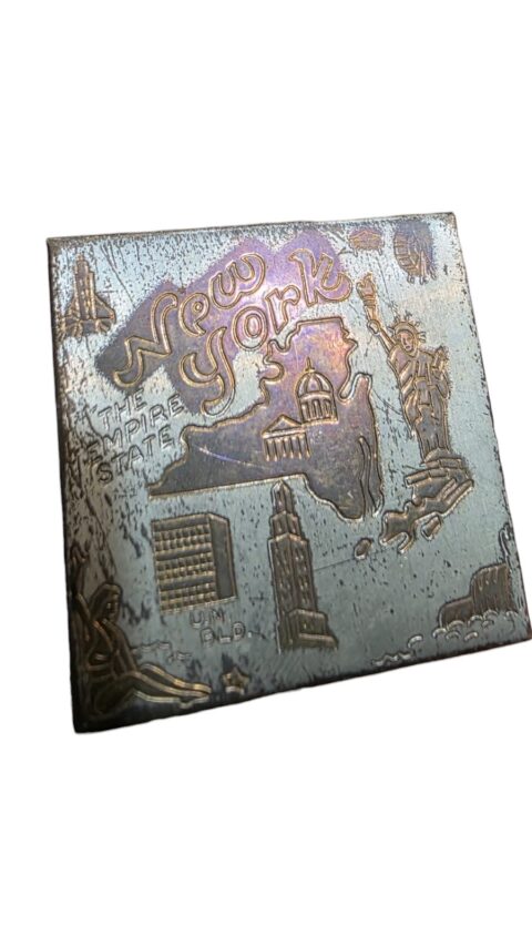 Antigo porta rapé americano de cobre, bela arte