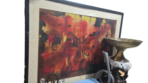 Grande quadro com arte abstrata