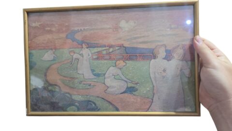 Reprodução em formato impresso da pintura "Abril" (Avril), criada em 1892 pelo artista francês Maurice Denis