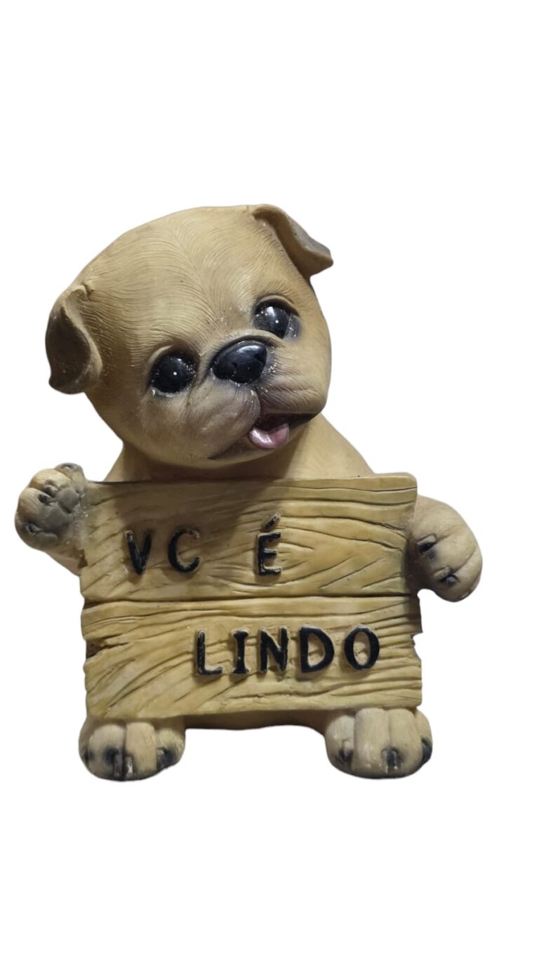 Enfeite decorativo de resina em formato de cachorro da raça Pug