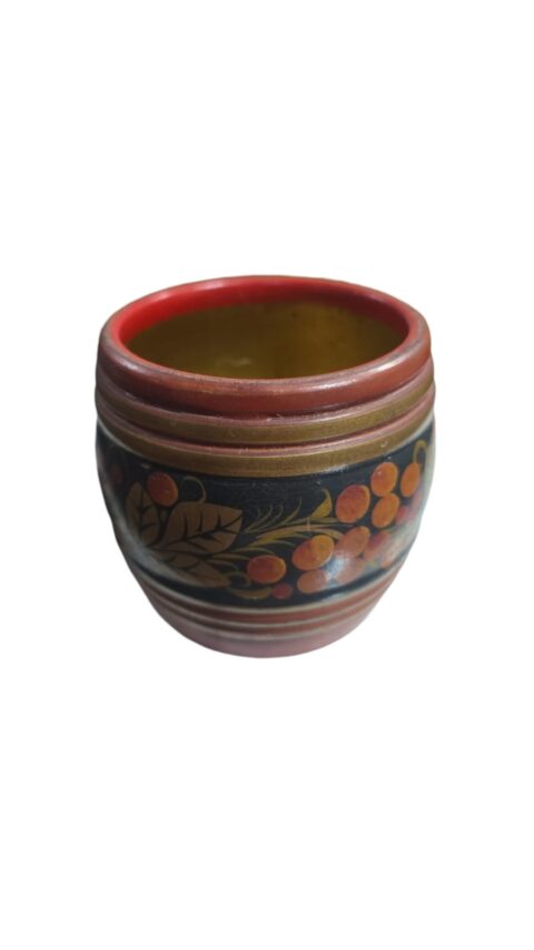 Vaso soviético de madeira, feito a mão, ainda selado na base
