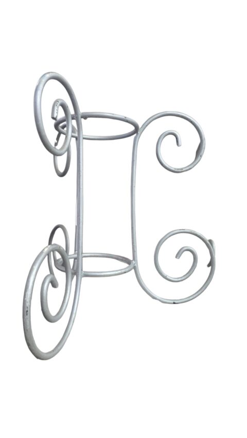 Suporte para vasos em metal e patina prateada