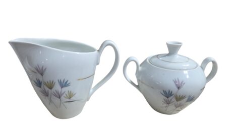 Par, açucareiro e leiteira porcelana Renner