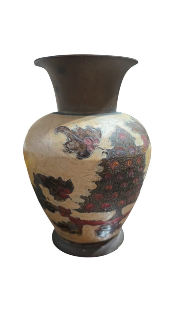Elegante vaso em cloisonné indiano com belíssima arte esmaltada, feito a mão