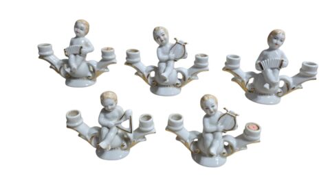 Conjunto de candelabros de porcelana alemã Bavaria, pintanos a mão