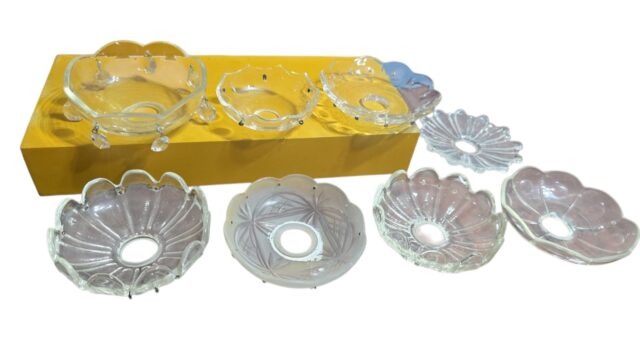 Lote de bobeches de luminária de vidrão e cristal