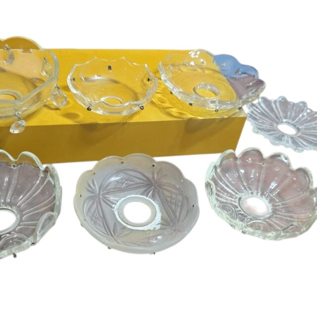 Lote de bobeches de luminária de vidrão e cristal