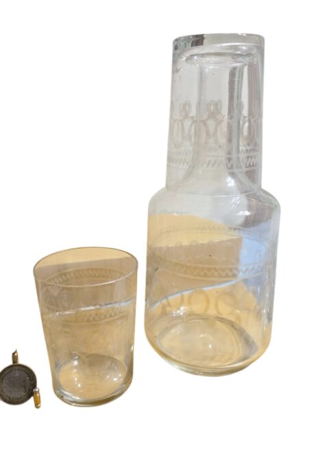 Conjunto raro de Moringa com dois copos em cristal Saint Louis