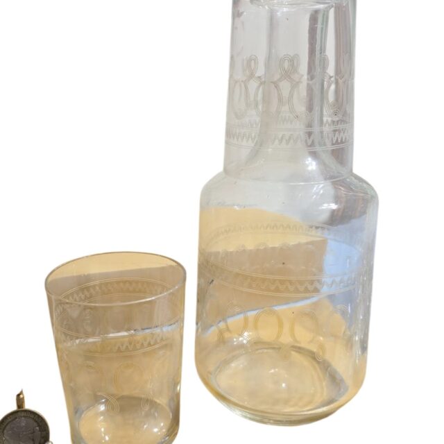 Conjunto raro de Moringa com dois copos em cristal Saint Louis