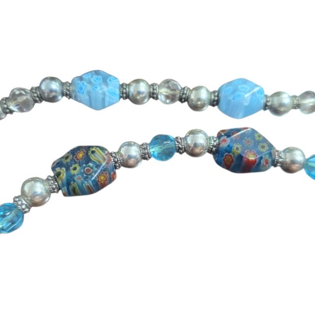 Par de pulseiras em metal e Murano Millefiori